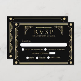 RSVP de Casamento de Deco de Arte Negra