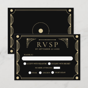 RSVP de Casamento de Deco de Arte Negra