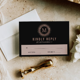 RSVP de Casamento de Deco Monograma Dourado com Ro