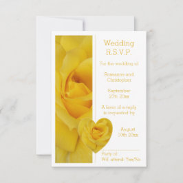 RSVP de Casamento de Design de Rosa Amarelo