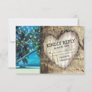 RSVP de Casamento de Destino de Praia Tropical da 