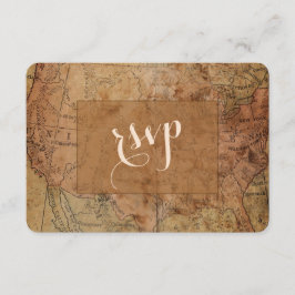 RSVP de Casamento de Destino do Mapa de Vintagem C