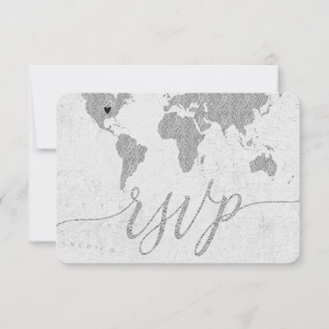 RSVP de Casamento de Destino Personalizado do Mapa (Frente)