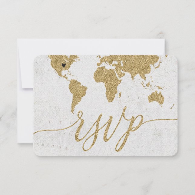 RSVP de Casamento de Destino Personalizado do Mapa (Frente)