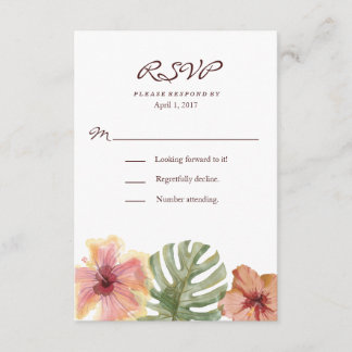 RSVP de Casamento de Destino Tropical de Watercolo