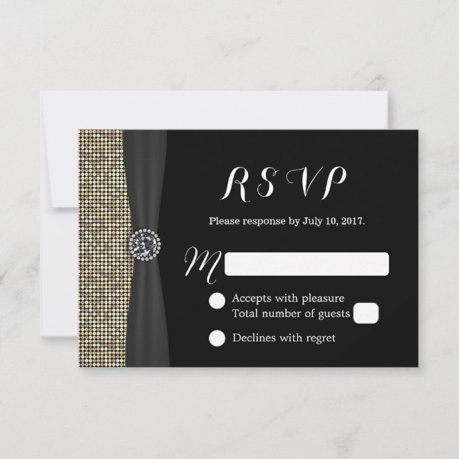 RSVP de Casamento de Diamante Elegante das Sequênc (Frente)