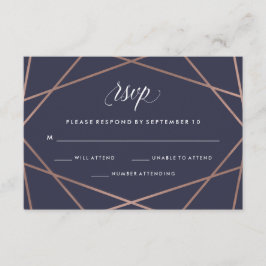 RSVP de Casamento de Diamante Geométrico em Azul-M