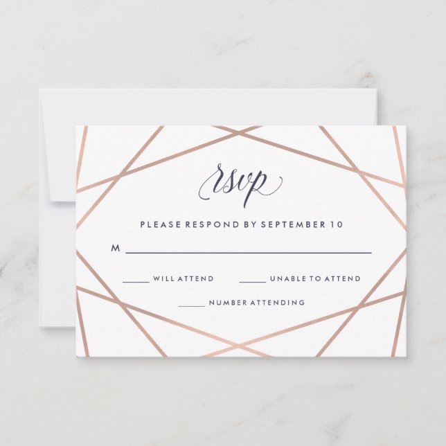 RSVP de Casamento de Diamante Geométrico | Faux Ro (Frente)