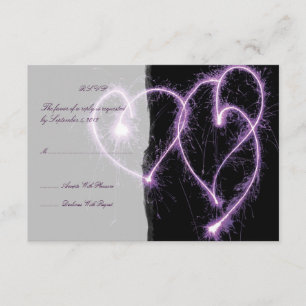 RSVP de Casamento de Dois Corações Púrpuros