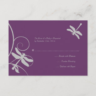 RSVP de Casamento de Dragonfly Roxo e Prata