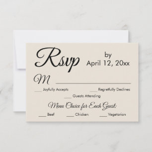 RSVP de Casamento de Escolha do Menu de Script de 