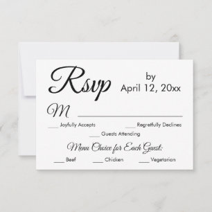 RSVP de Casamento de Escolha do Menu de Script Ele