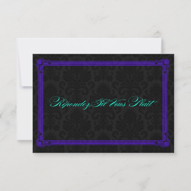 RSVP de Casamento de Estilo Poster de Teal e Roxo  (Frente)
