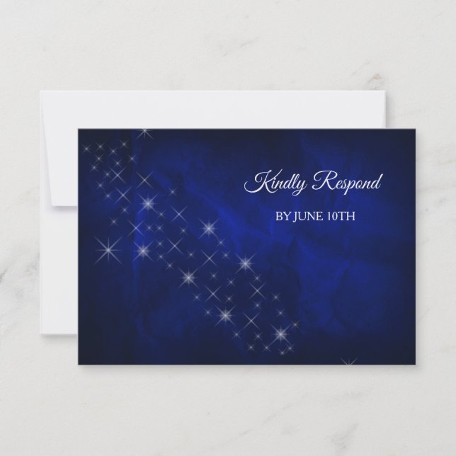 RSVP de Casamento de Estrela Azul de Prata Elegant (Frente)