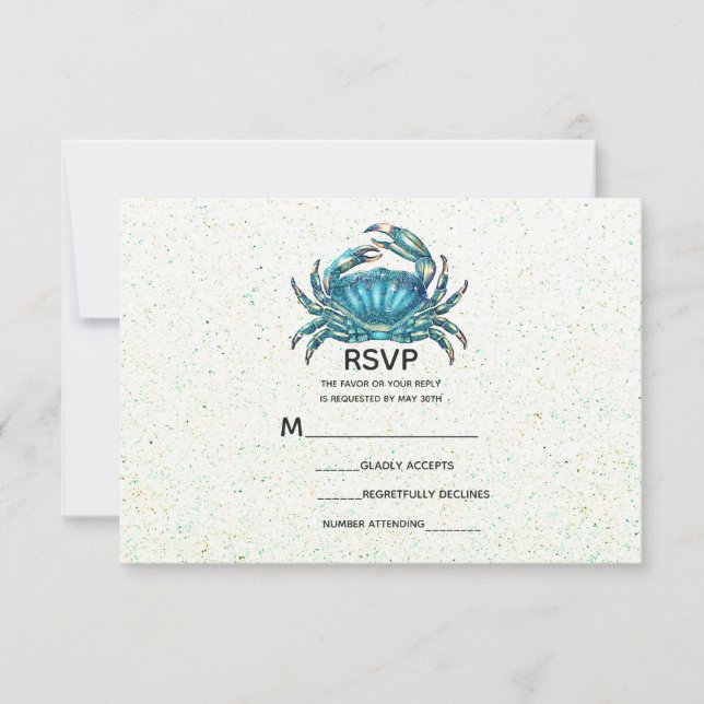RSVP de casamento de estrela-do-mar e caranguejo a (Frente)