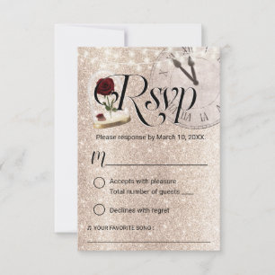 RSVP de Casamento de Fairytale com Glitter Dourado