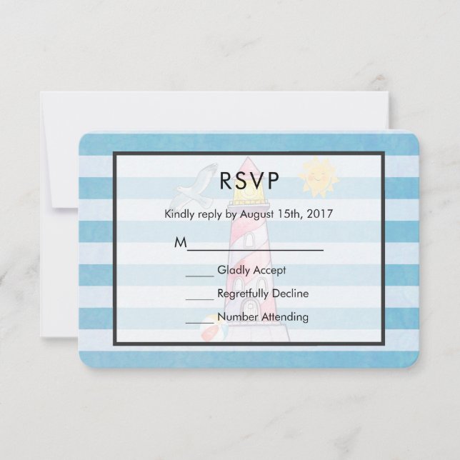 RSVP de Casamento de Farol de Lâmpada de Água com  (Frente)