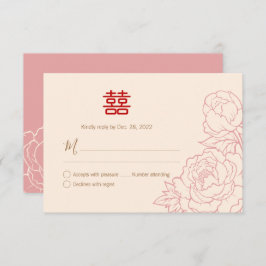RSVP de Casamento de Felicidade Dupla Chinesa