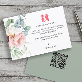 RSVP de Casamento de Felicidade Dupla Chinesa