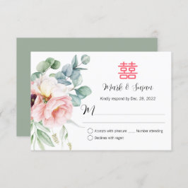 RSVP de Casamento de Felicidade Dupla Chinesa