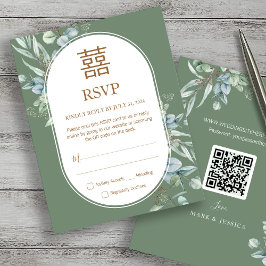 RSVP de Casamento de Felicidade Dupla Eucalipto Ch