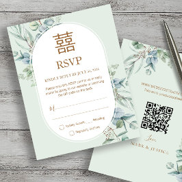 RSVP de Casamento de Felicidade Dupla Eucalipto Ch