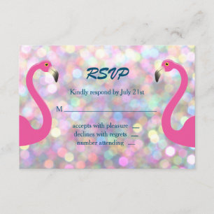 RSVP de Casamento de Flamingo Sparkly