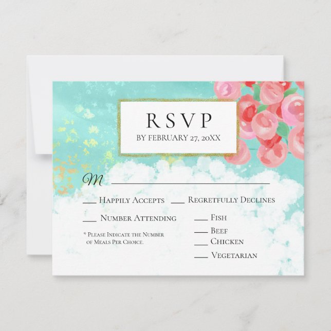 *~* RSVP de Casamento de Flor de Abstrato Moderno  (Frente)