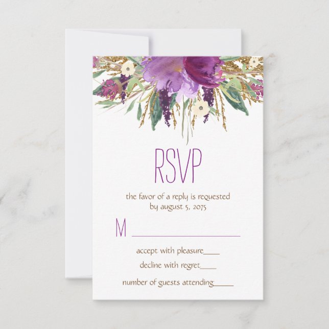 RSVP de Casamento de Flor de Água (Frente)
