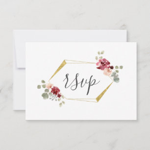 RSVP de casamento de flor de Borgonha geométrica d