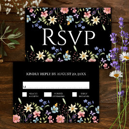 RSVP de Casamento de Flor Floral de Elegante Trona