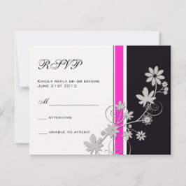 RSVP de Casamento de Flor Rosa Quente