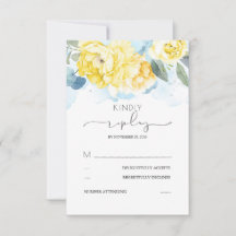 RSVP de Casamento de Flores Azuis e Amarelas