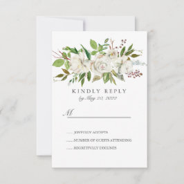 RSVP de Casamento de Flores Brancas Anticas do Jar