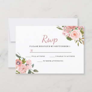 RSVP de Casamento de Flores Douradas e Blush rosa