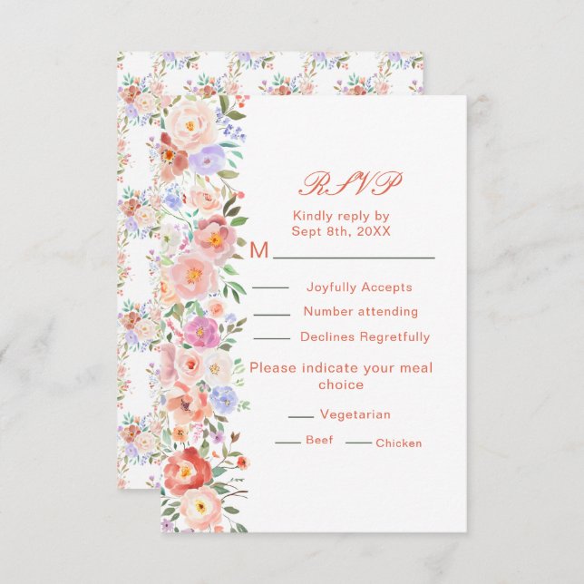 RSVP de Casamento de Flores primavera (Frente/Verso)