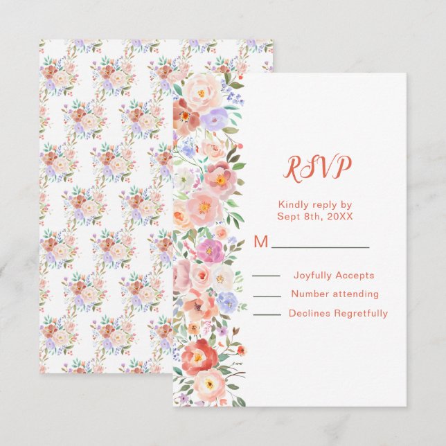 RSVP de Casamento de Flores primavera (Frente/Verso)