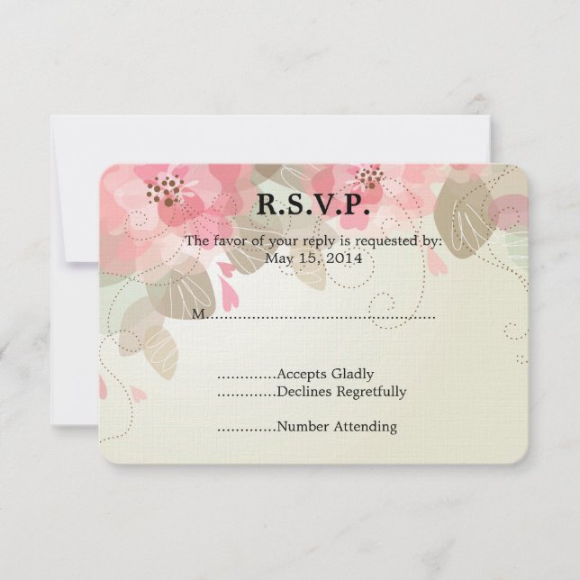 RSVP de Casamento de Flores Rosa bonito (Frente)