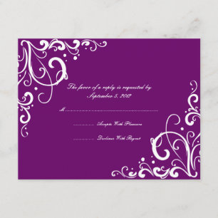 RSVP de Casamento de Flores Roxas e Brancas