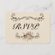 RSVP de Casamento de Flores Selvagem Elegante Matt