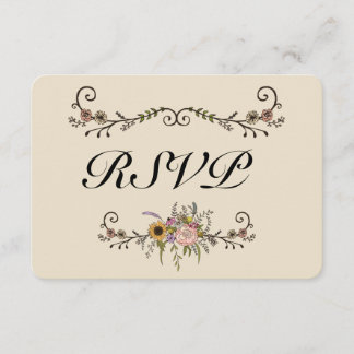 RSVP de Casamento de Flores Selvagem Elegante Matt