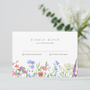 RSVP de Casamento de Flores Selvagem Simples
