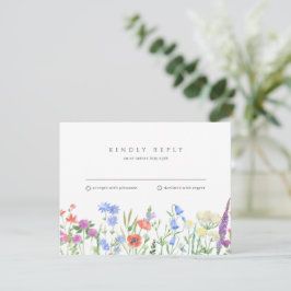 RSVP de Casamento de Flores Selvagem Simples