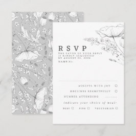 RSVP de Casamento de Flores Selvagens desenhadas à