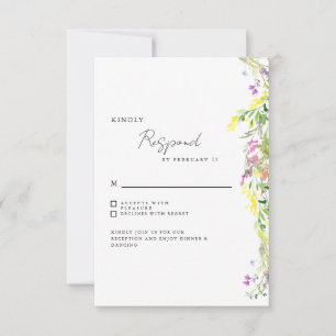 RSVP de Casamento de Flores Selvagens Simples