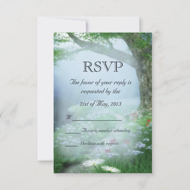 RSVP de Casamento de Floresta Florestal Encantada (Frente)