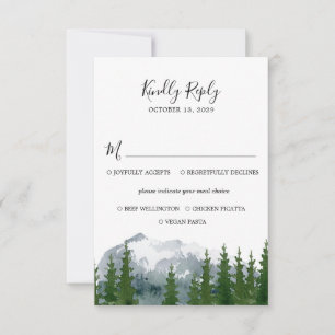 RSVP de Casamento de Floresta Montanha com Cartão