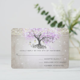 RSVP de Casamento de Folha de Coração de Lavanda R