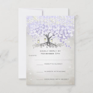 RSVP de Casamento de Folha de Coração de Lavanda R