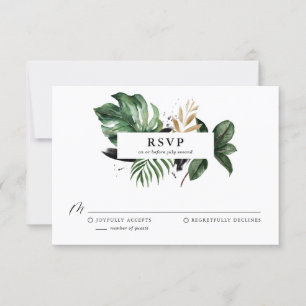RSVP de Casamento de Folha de Ouro Faux
